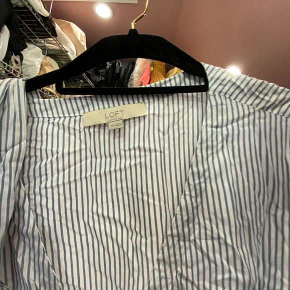 LOFT Stripped Wrap Shirt with Tie Waist - Picture 2 of 8